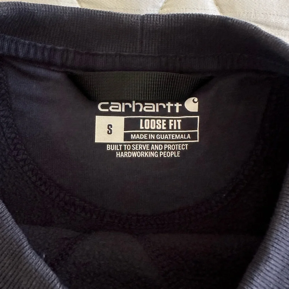 Carhartt Loose Fit Men's Size Small Navy Blue Crewneck Sweatshirt - Picture 4 of 7